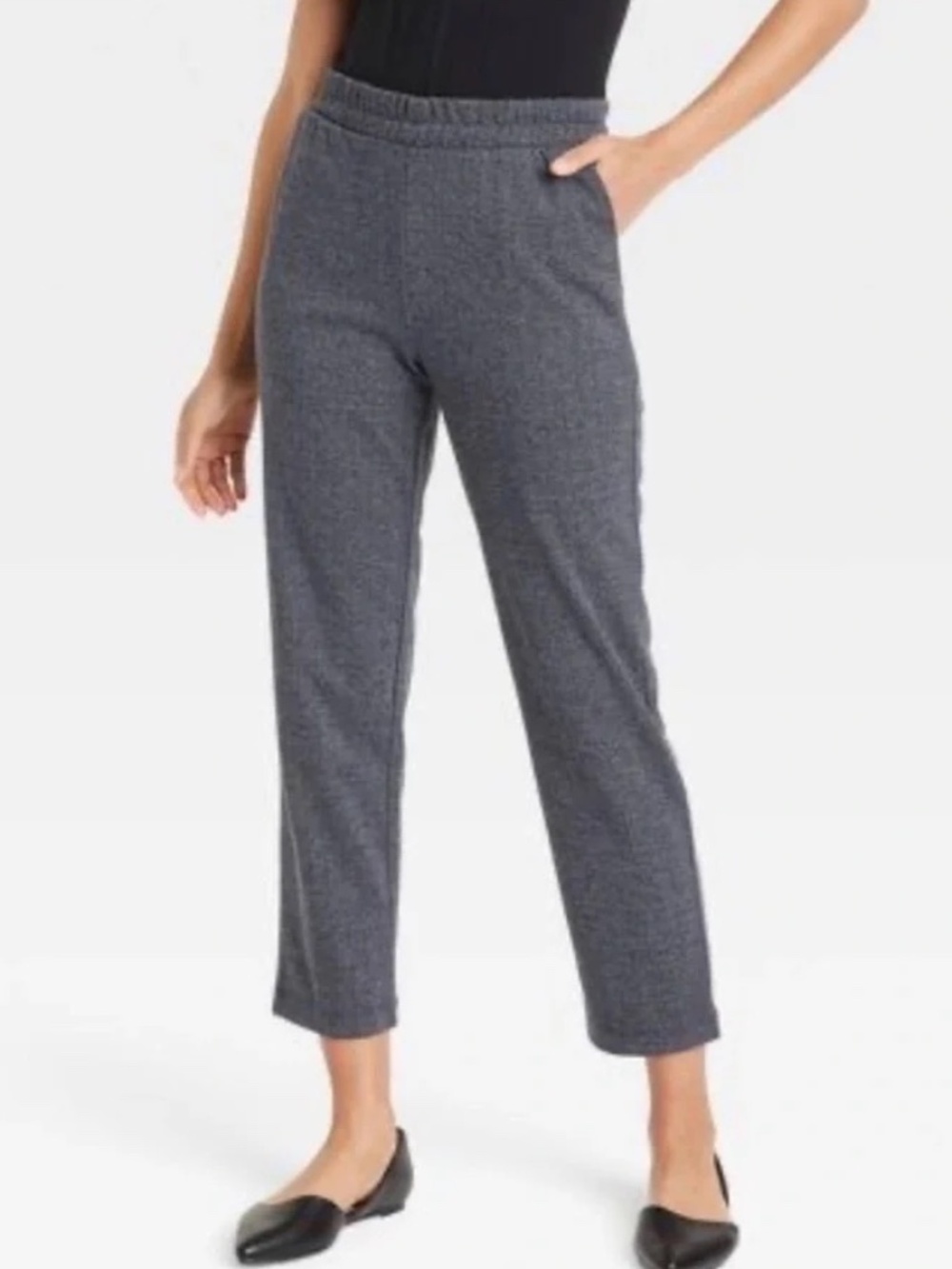 A New Day Grey Herringbone Pull-On Tapered Ankle Pants XXL